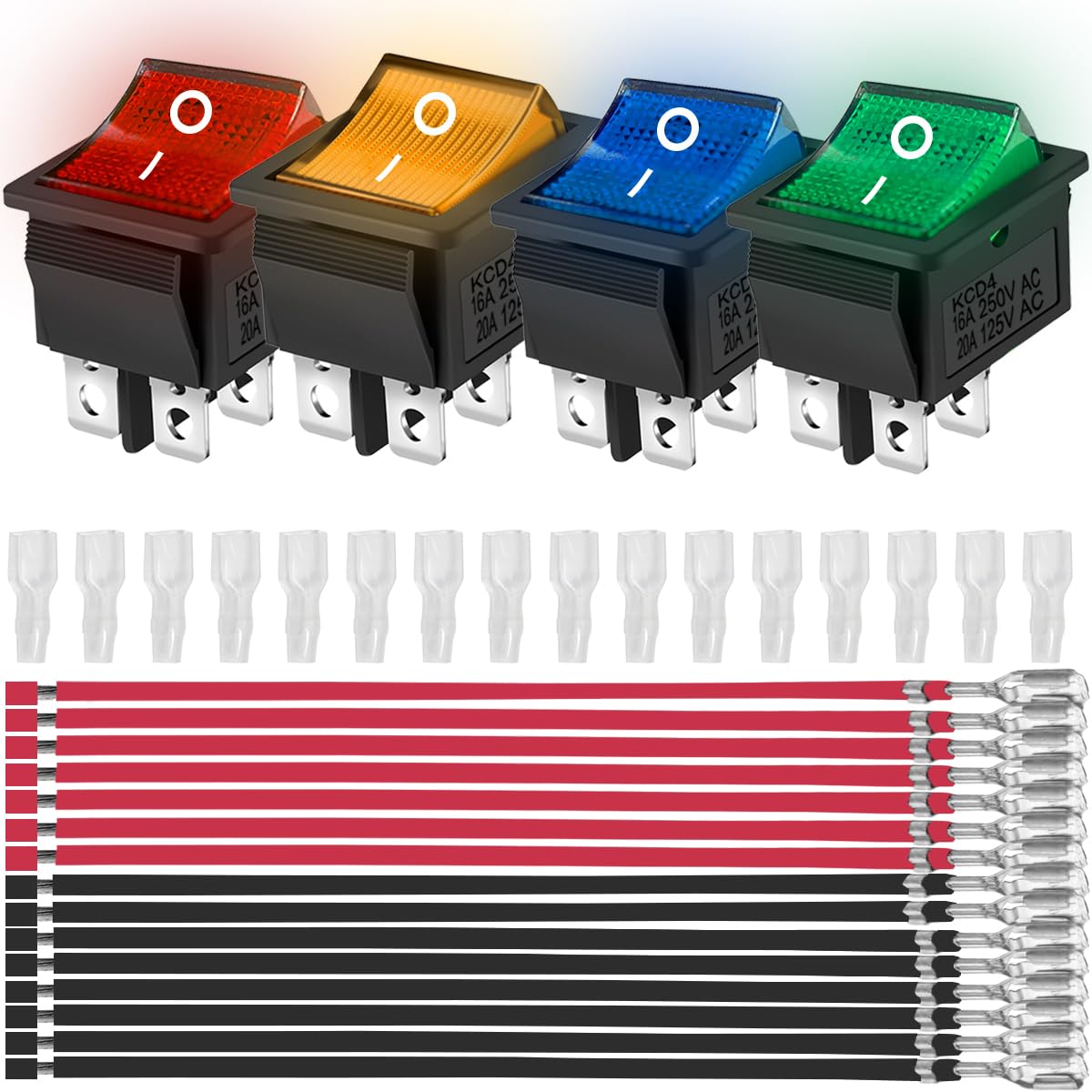 Amazon.co.jp: MKBKLLJY 4PCS ロッカートグルスイッチ AC 16A 250V/20A